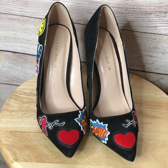 Show Republic LA Fun Faux Suede Patchwork Chunky Heel - Picture 3 of 8